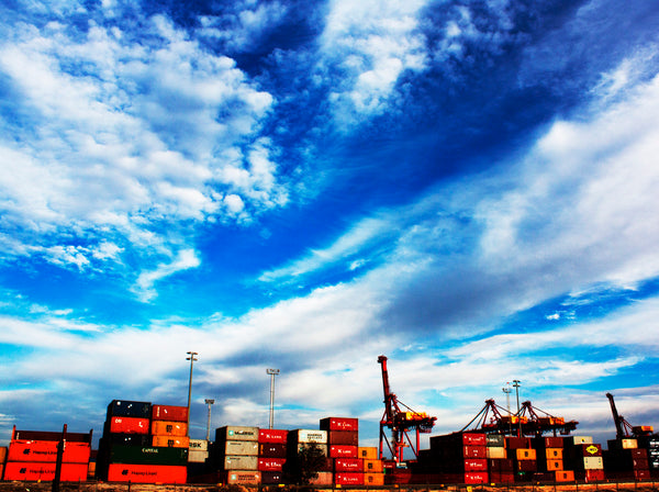 Big Sky, Cranes and Containers LANDSCAPE - FRAMED PRINT